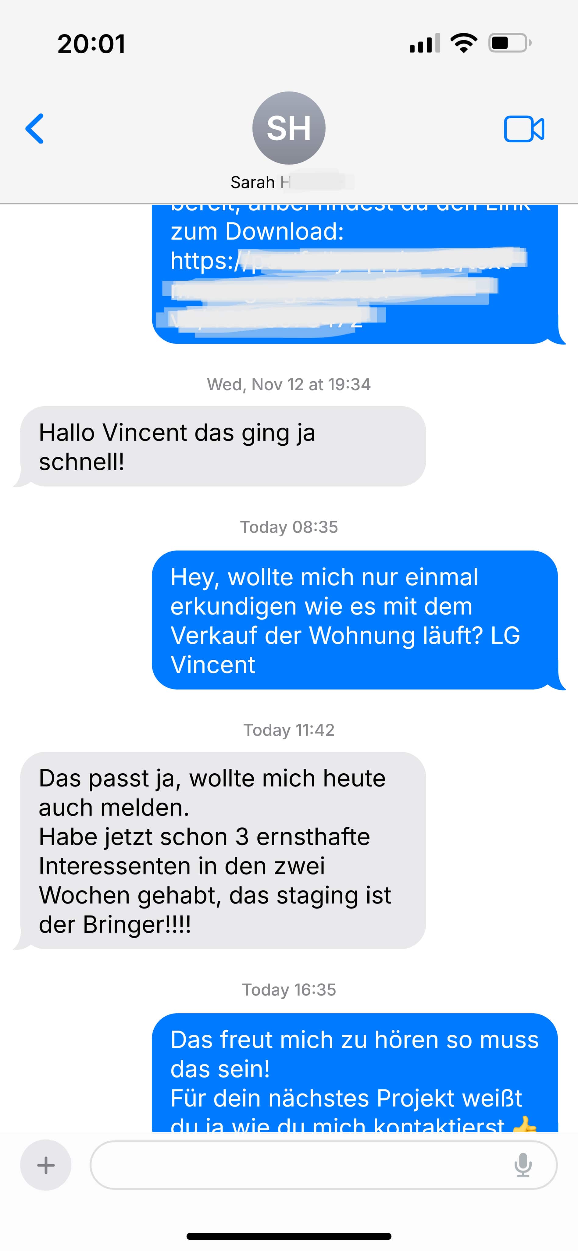 WhatsApp Chat mit Sarah - Immobilienmaklerin